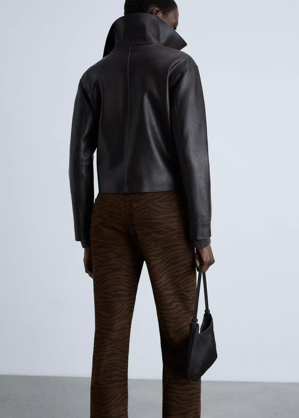 DARK BROWN Zebra-print straight-fit jeans, , large image number 6