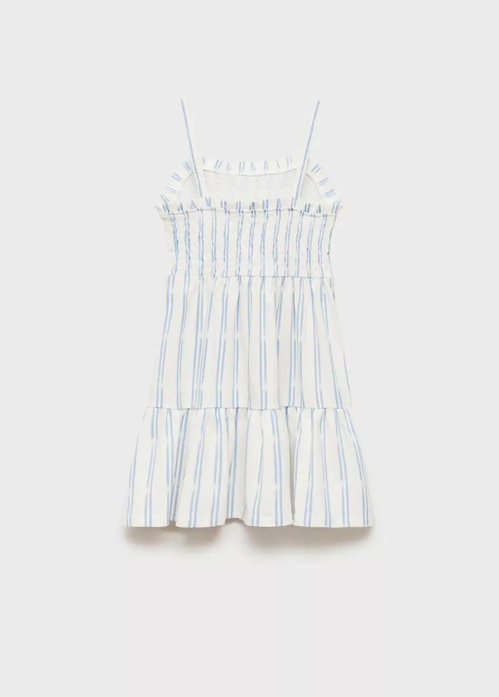 White Ruffled Striped Dress, , large image number 1