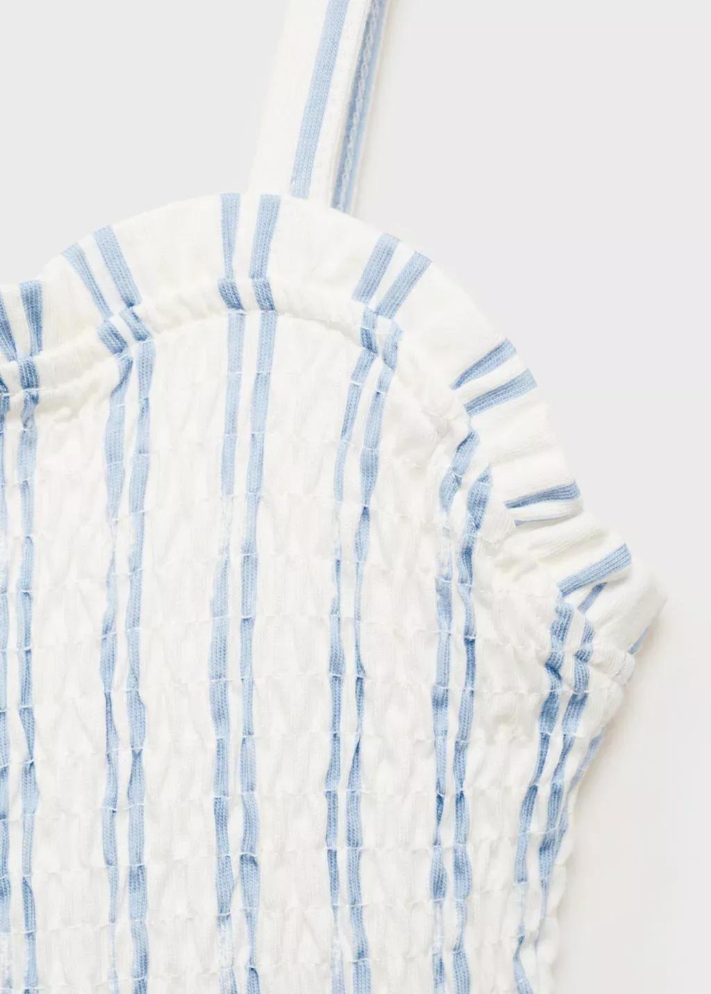 White Ruffled Striped Dress, , large image number 2