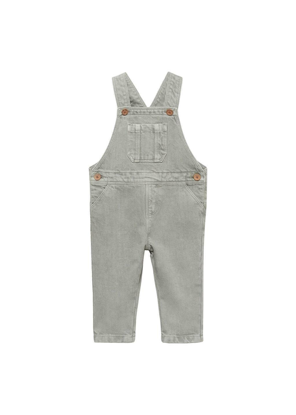 Green Long Denim Overalls With Pocket, , large image number 3