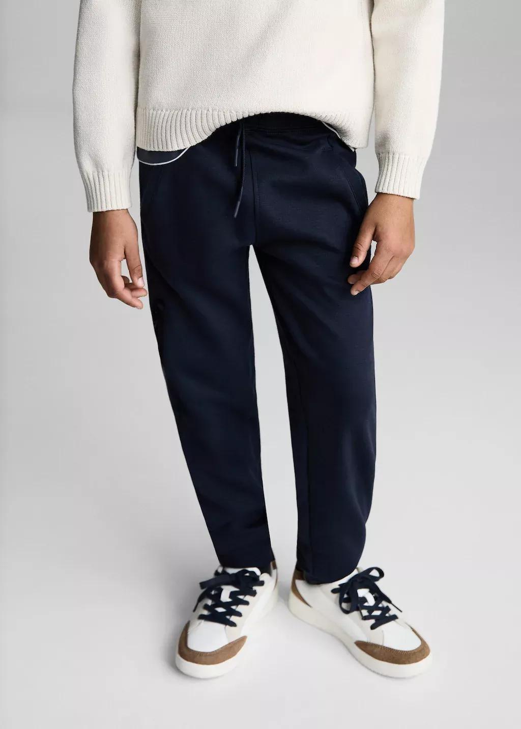 Navy Jogger Trousers With Elastic Waist, Kids Boy, , large image number 0