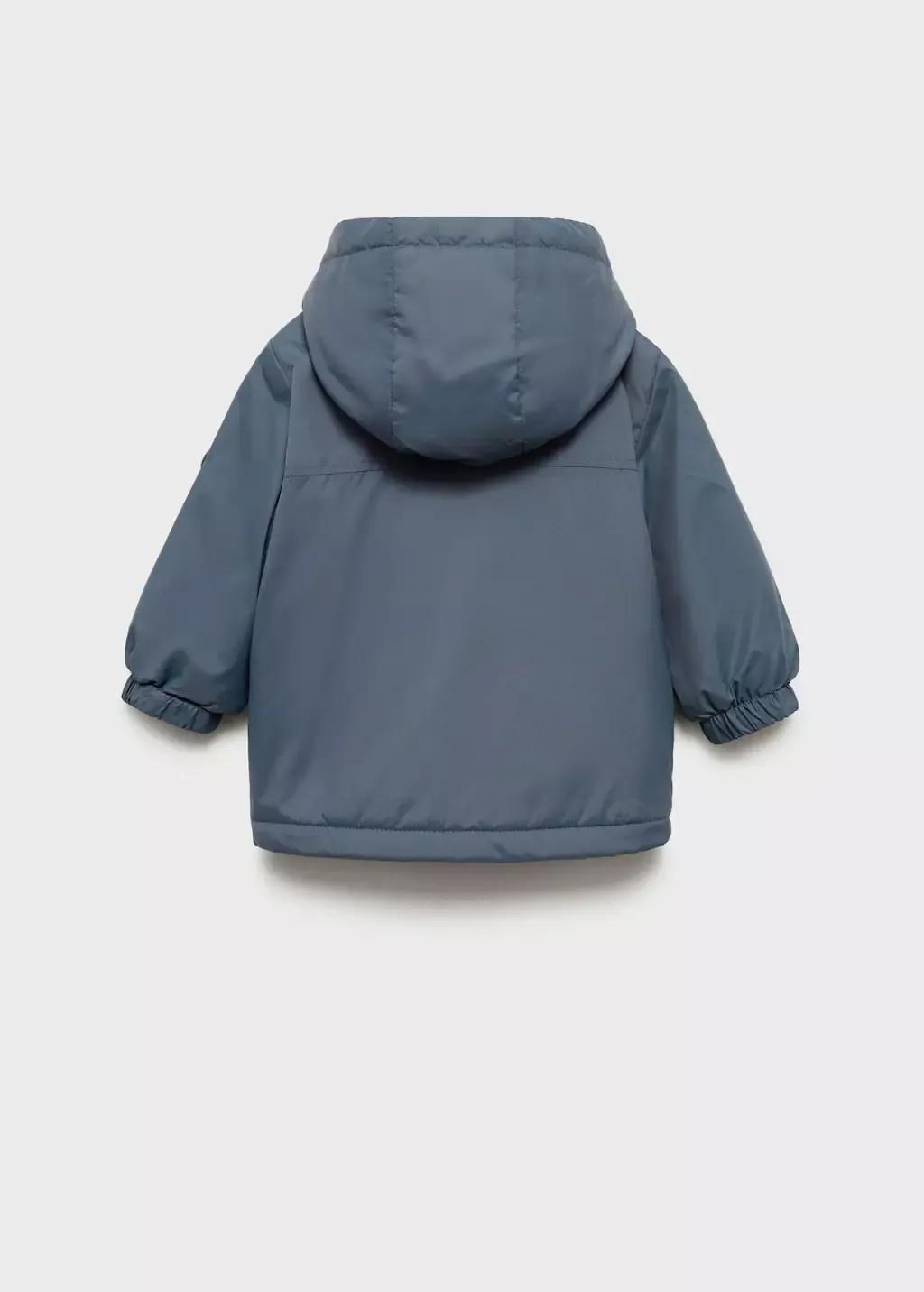 Blue Hood Quilted Coat, Baby Boy, , large image number 2