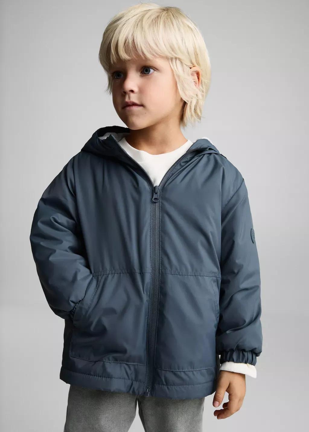 Blue Hood Quilted Coat, Baby Boy, , large image number 3