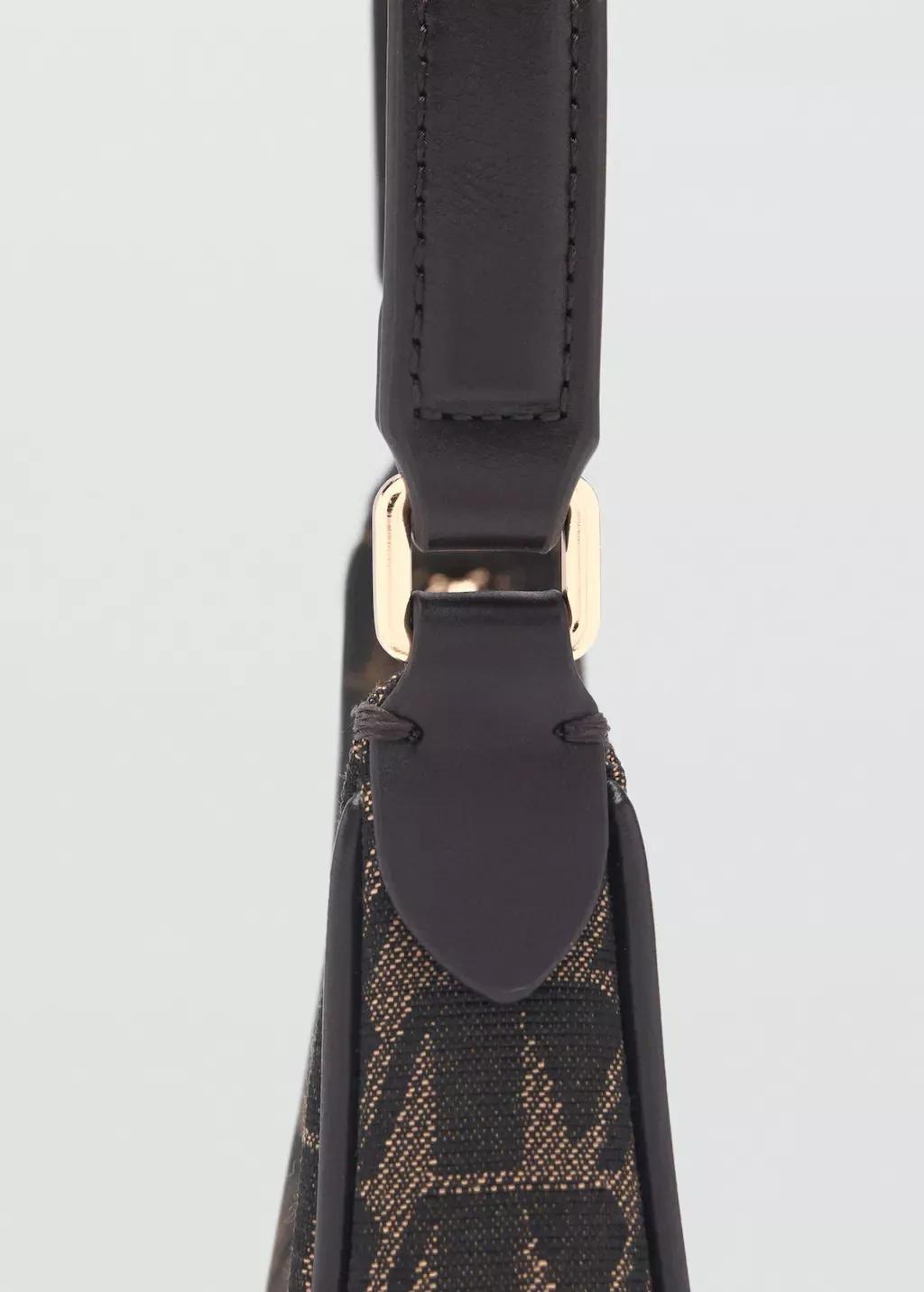 Brown Shoulder Bag With Printed Logo, Dark Brown, large image number 4