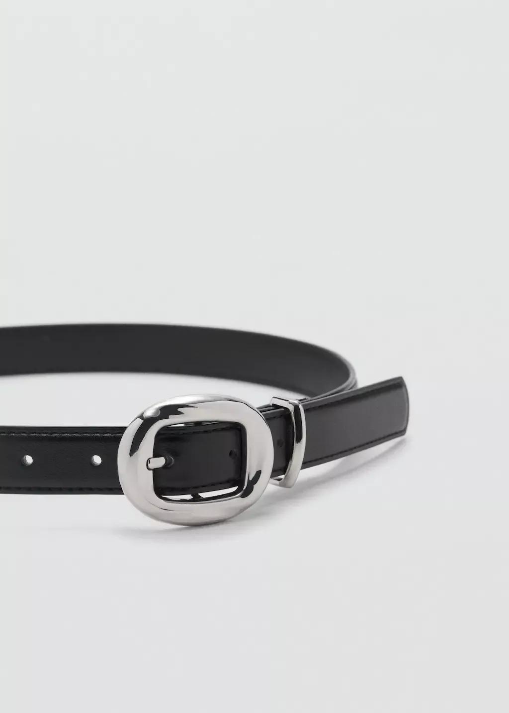 Black Rounded Buckle Belt, , medium