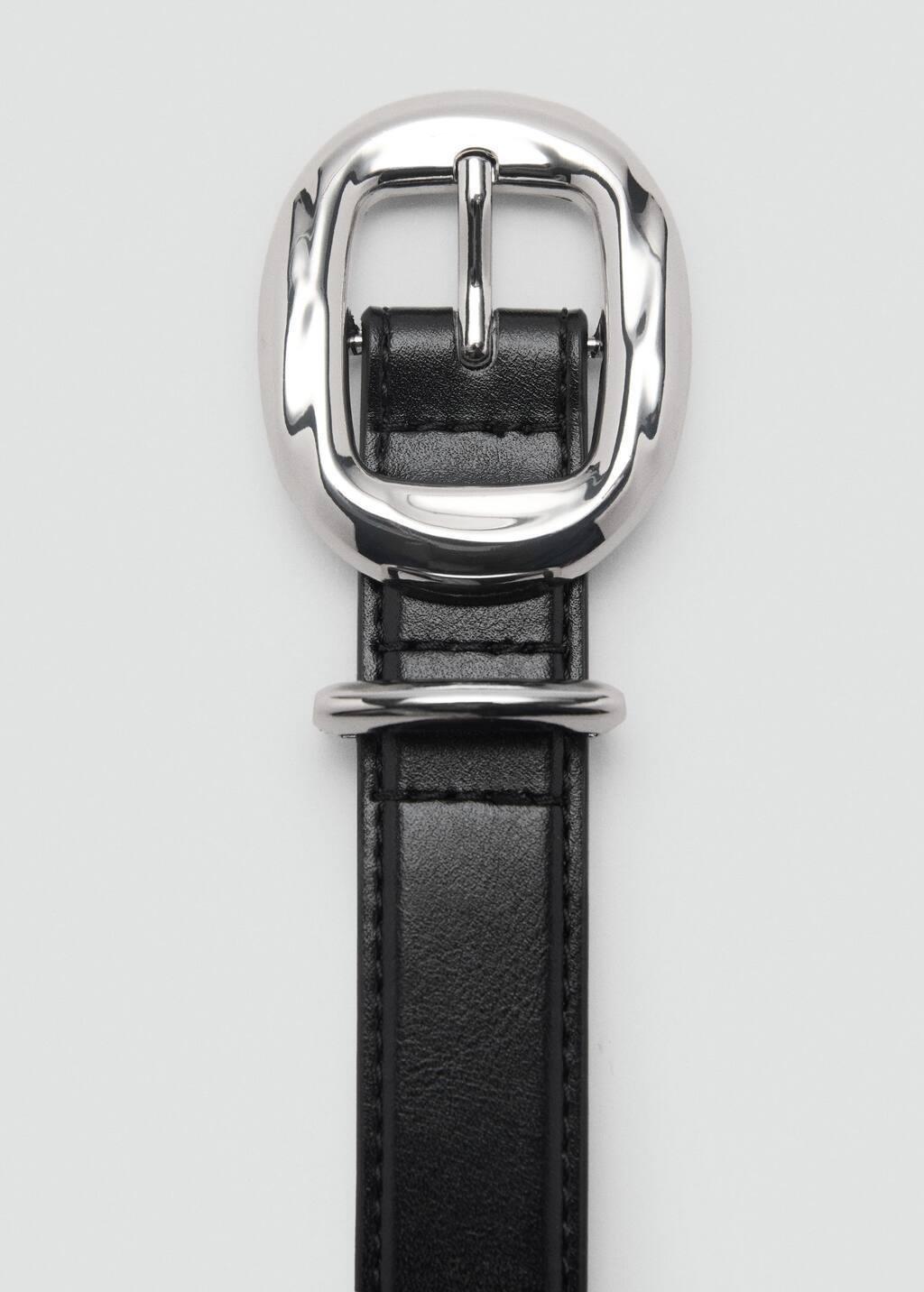 Black Rounded Buckle Belt, , large image number 1