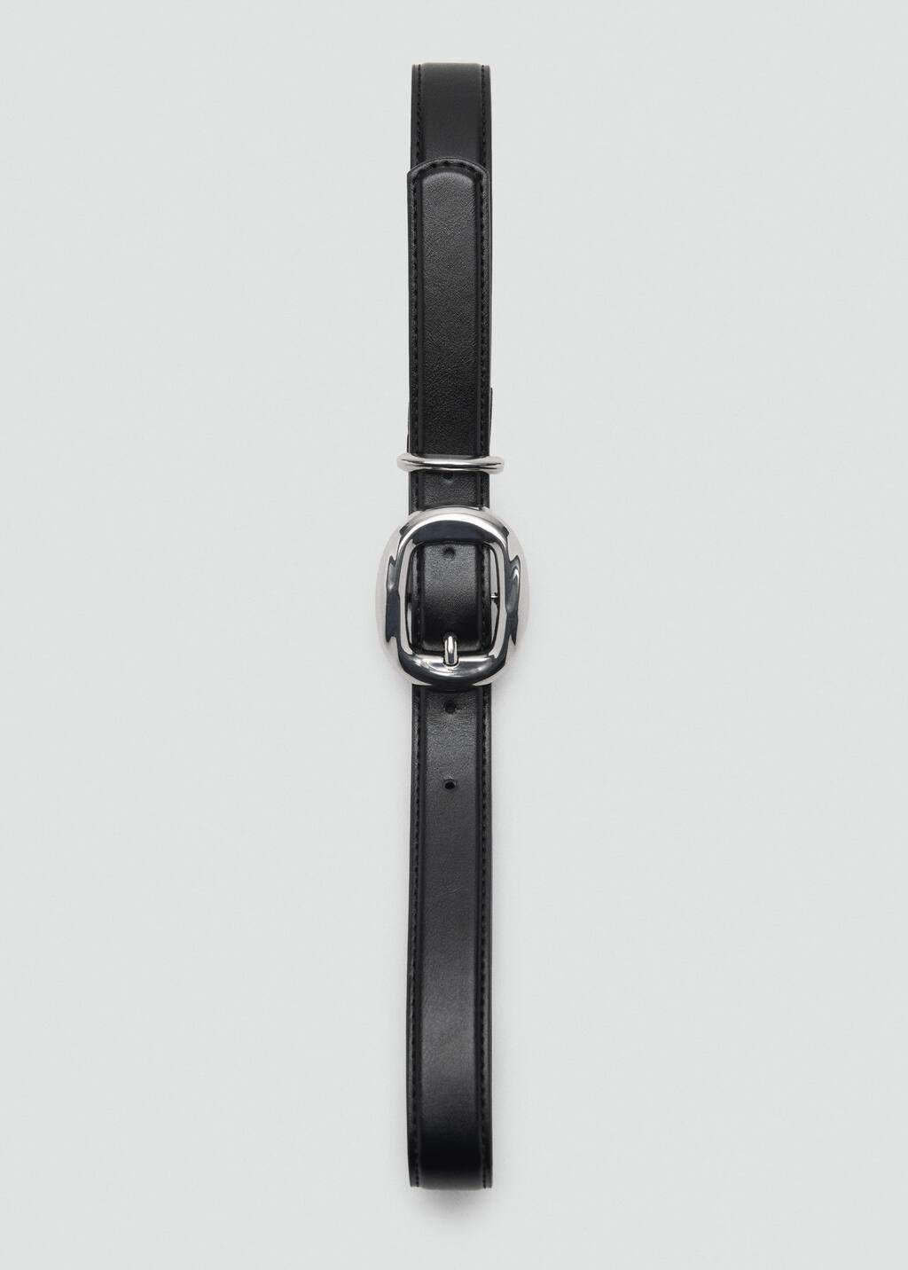 Black Rounded Buckle Belt, , large image number 2