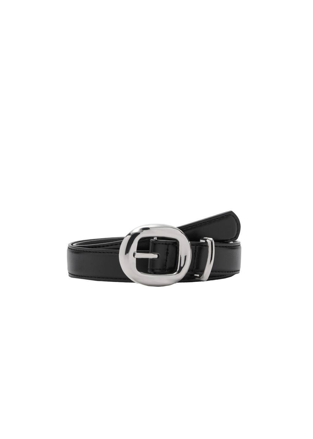 Black Rounded Buckle Belt, , large image number 3