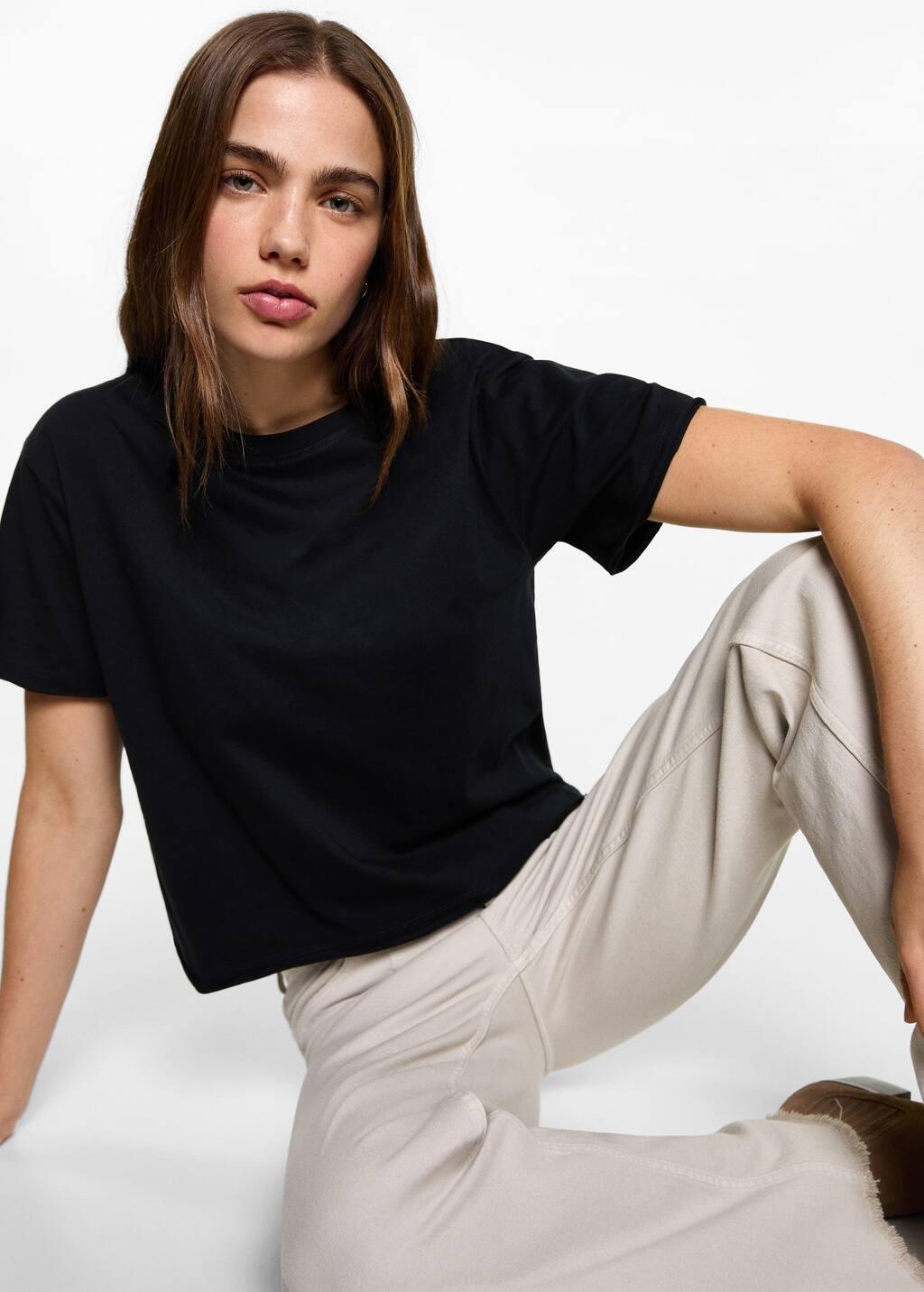 Black Crop T-Shirt, Kids Girls, , large image number 2