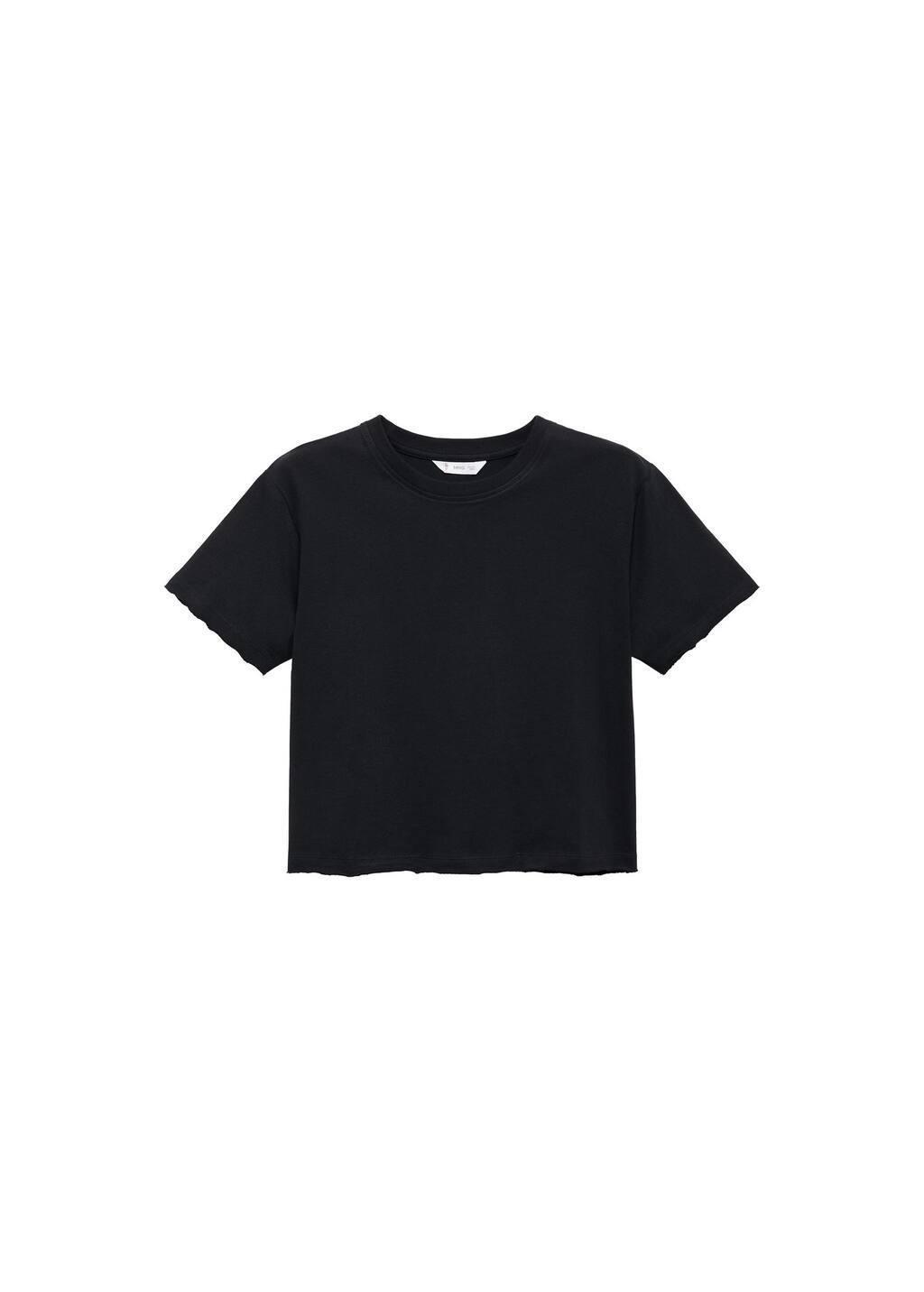 Black Crop T-Shirt, Kids Girls, , large image number 3