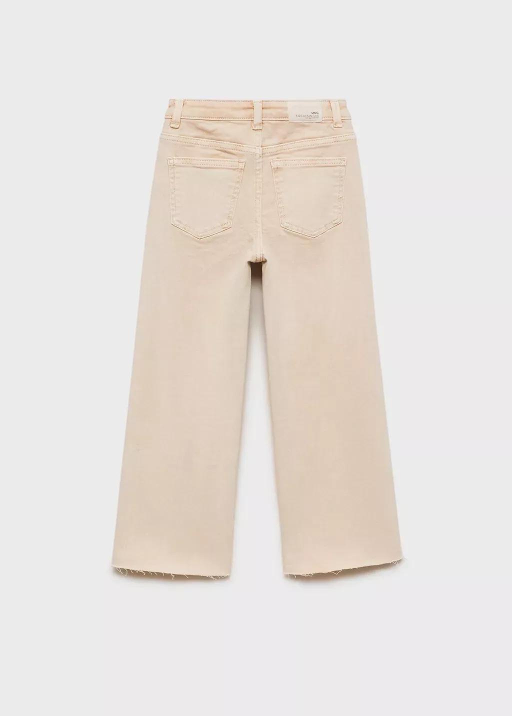 Beige Frayed Hem Culotte Jeans, Kids Girl, , large image number 4
