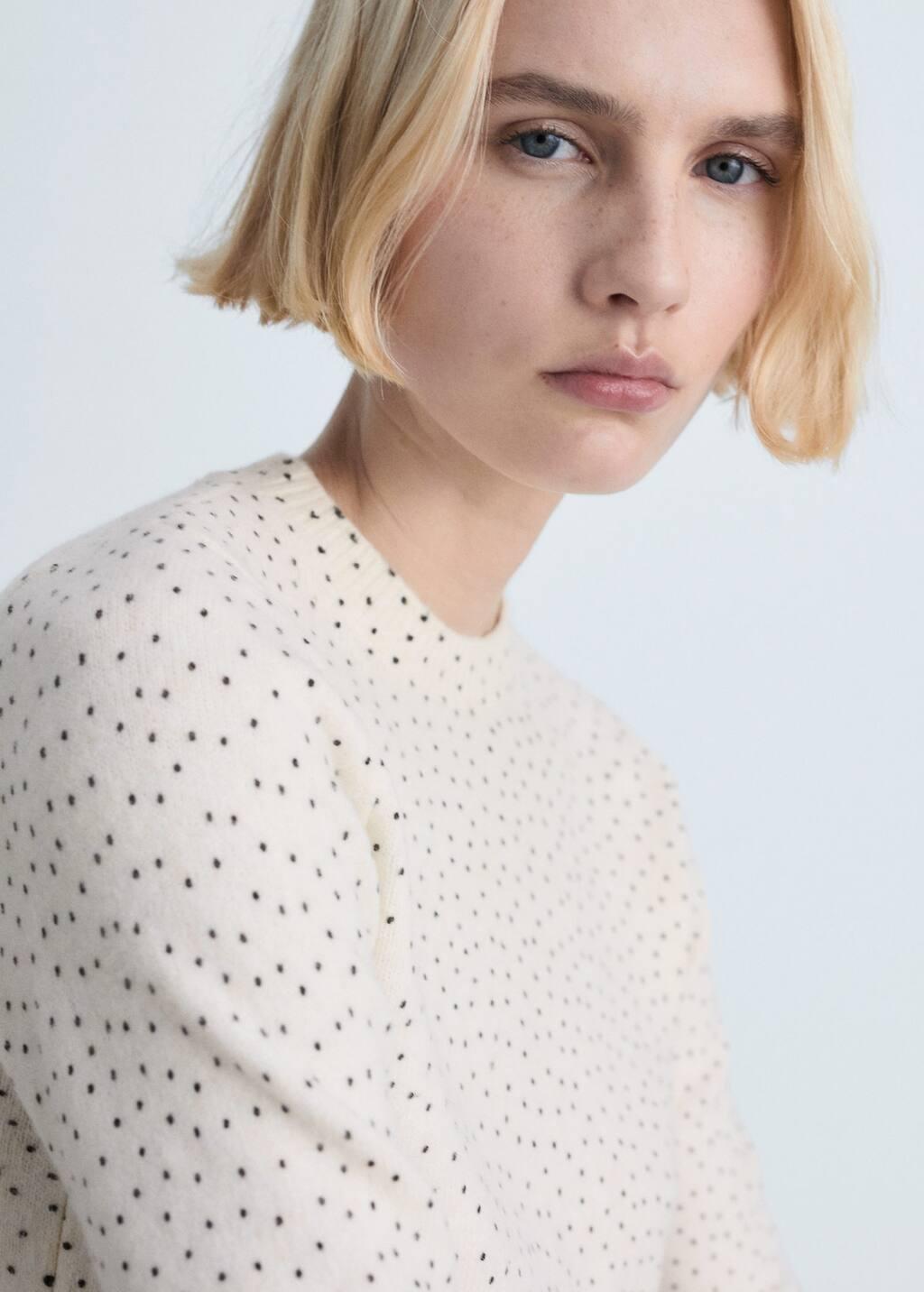 Beige Polka-Dot Knitted Sweater, , large image number 1