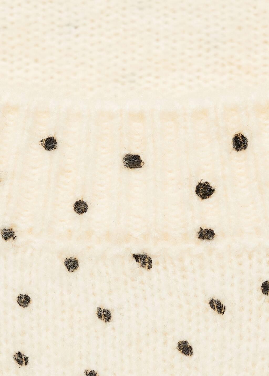 Beige Polka-Dot Knitted Sweater, , large image number 5