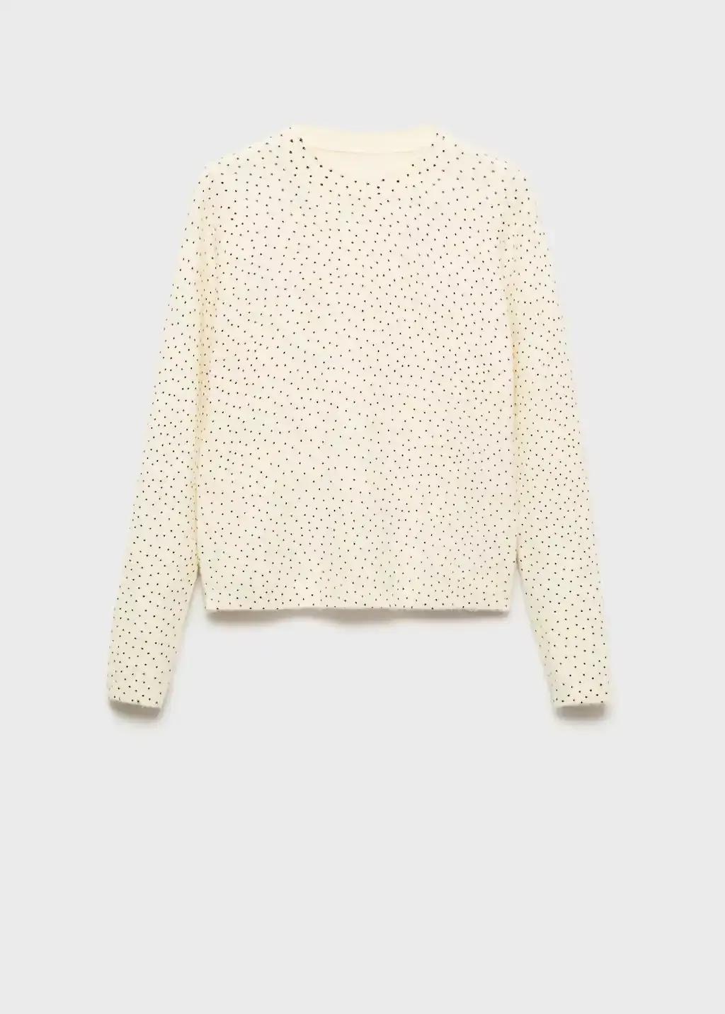 Beige Polka-Dot Knitted Sweater, , large image number 6