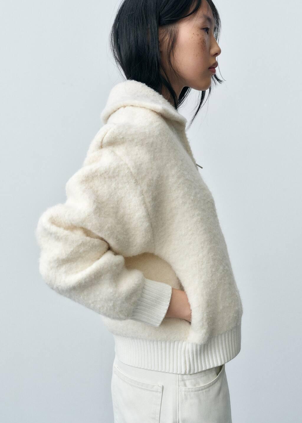 Beige Boucla Wool-Blend Jacket, , large image number 1