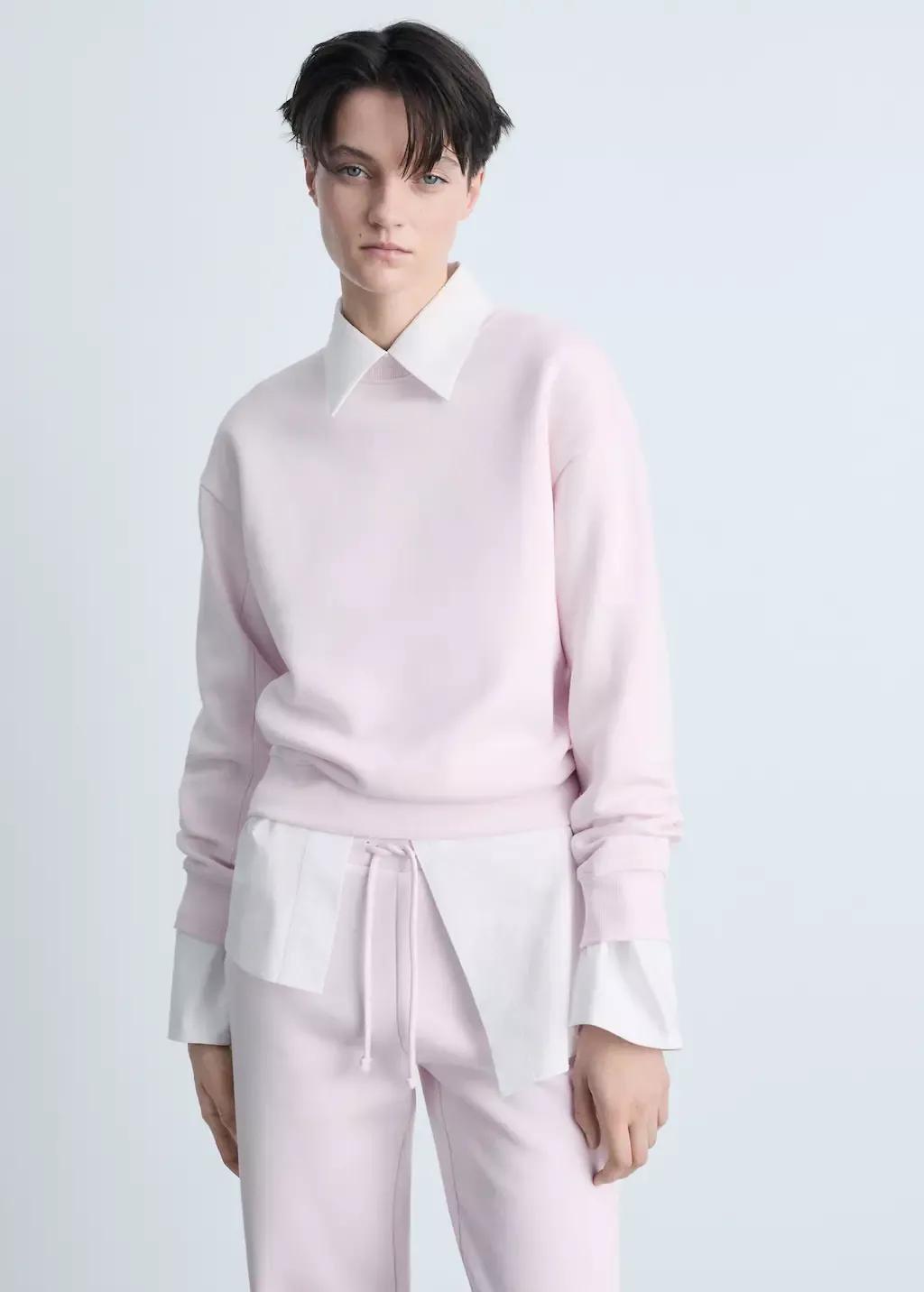 Pink Lt-Pastel Round-Neck Cotton Sweatshirt, , medium