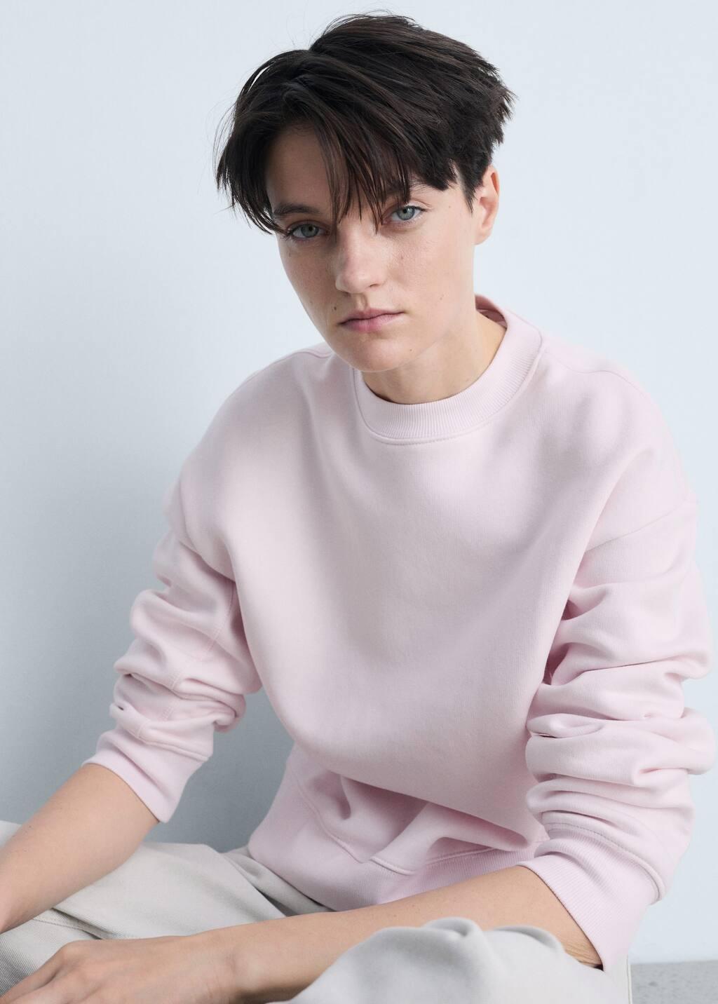 Pink Lt-Pastel Round-Neck Cotton Sweatshirt, , large image number 2