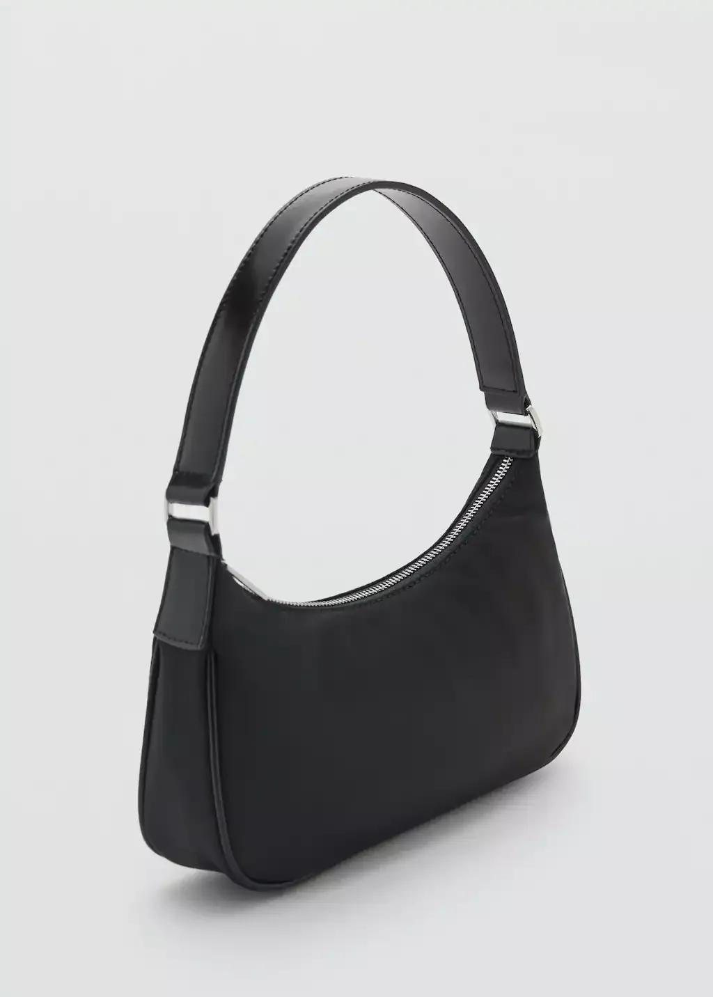 Black Small Nylon Shoulder Bag, , medium