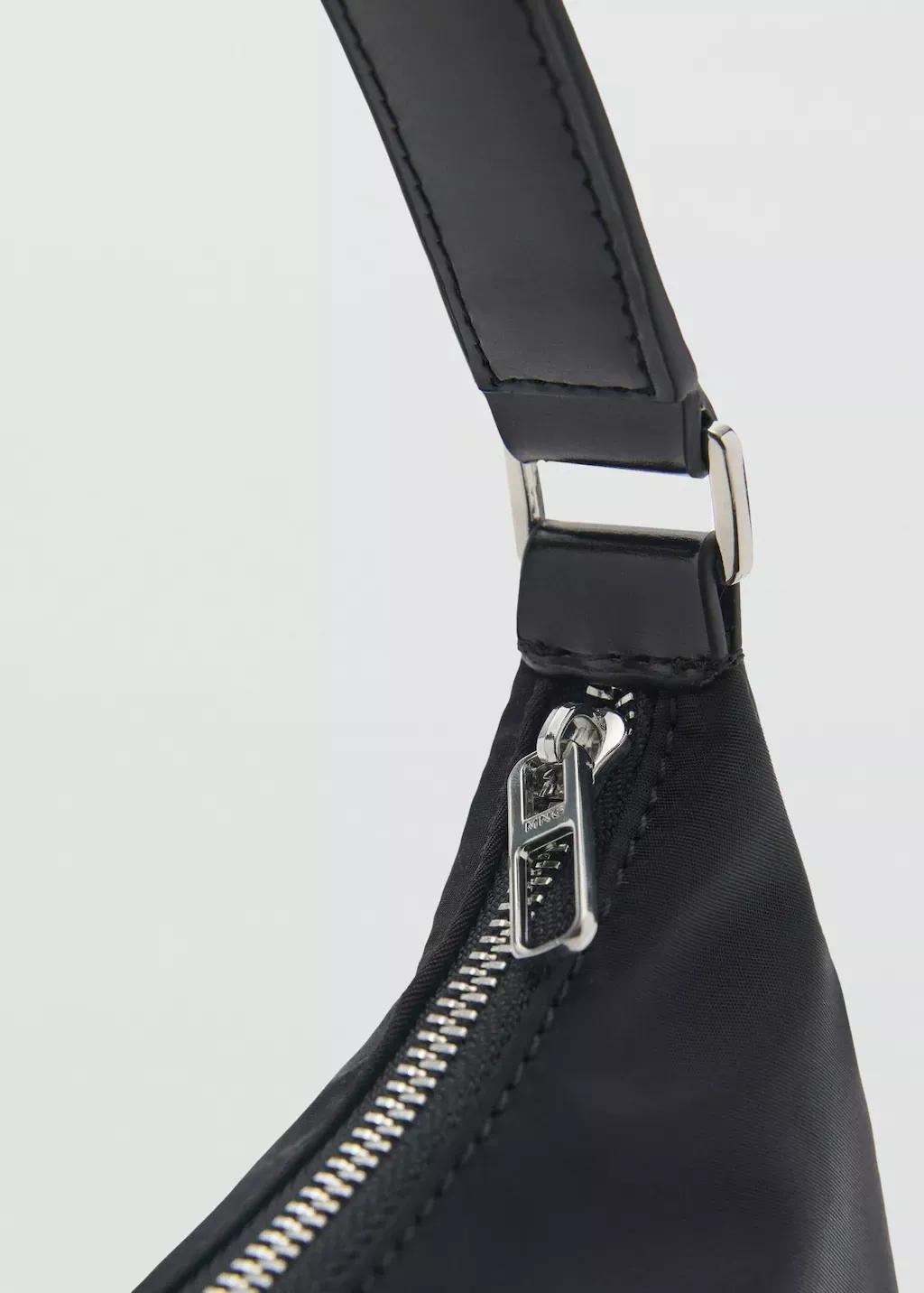 Black Small Nylon Shoulder Bag, Black, large image number 2