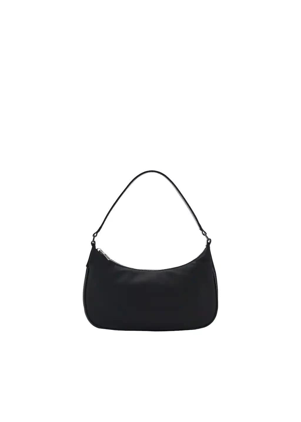 Black Small Nylon Shoulder Bag, Black, large image number 3