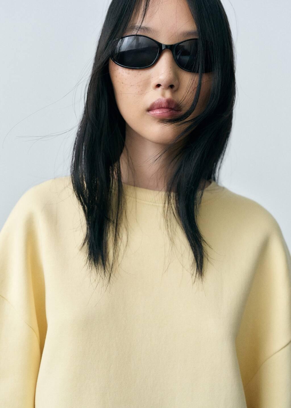 Yellow Oversize Cotton Sweatshirt, , large image number 1