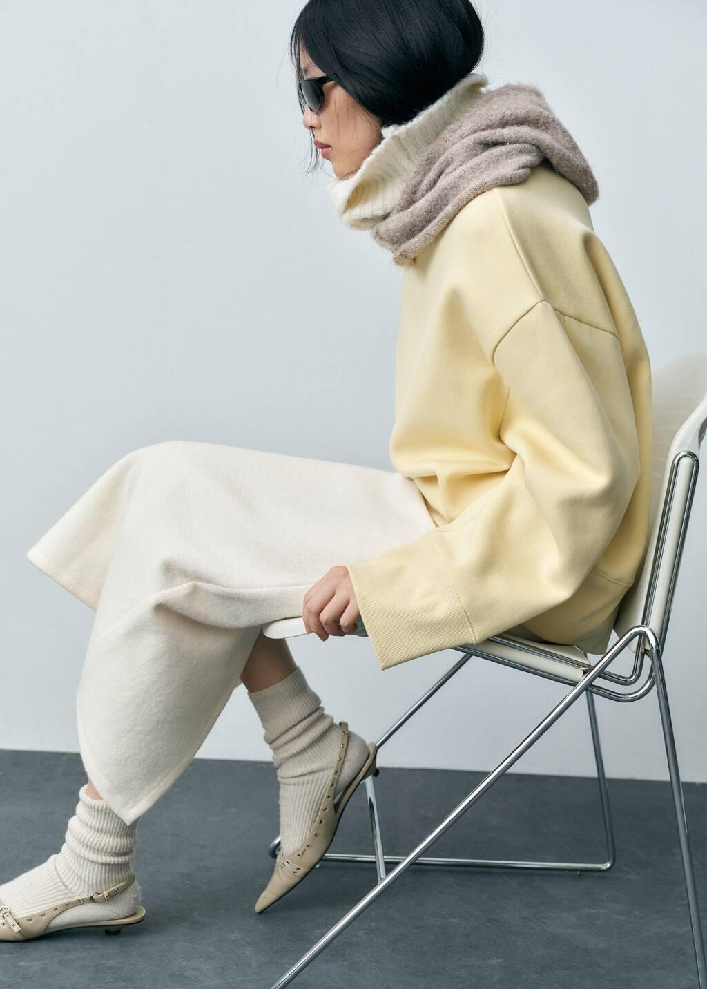 Yellow Oversize Cotton Sweatshirt, , large image number 4