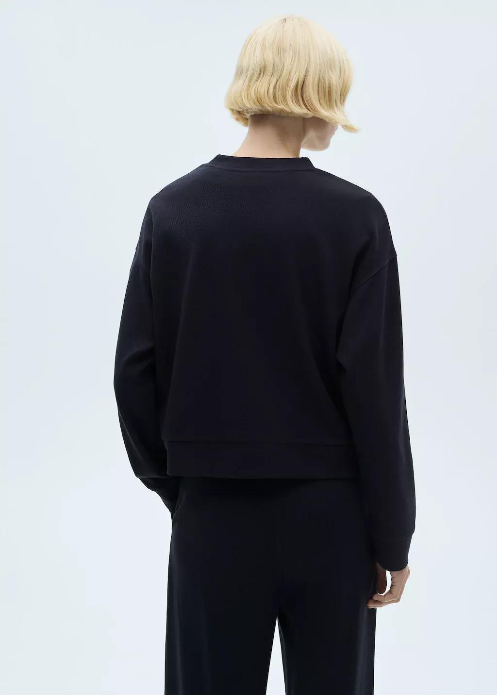 Navy Crew Neck Sweatshirt With Stitching Detail, , large image number 5