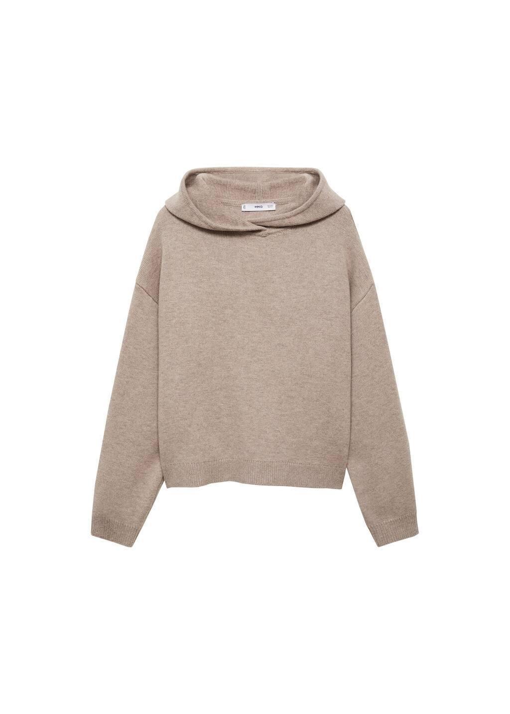 Brown Lt Pastel Wool-Blend Hooded Sweater, , large image number 3