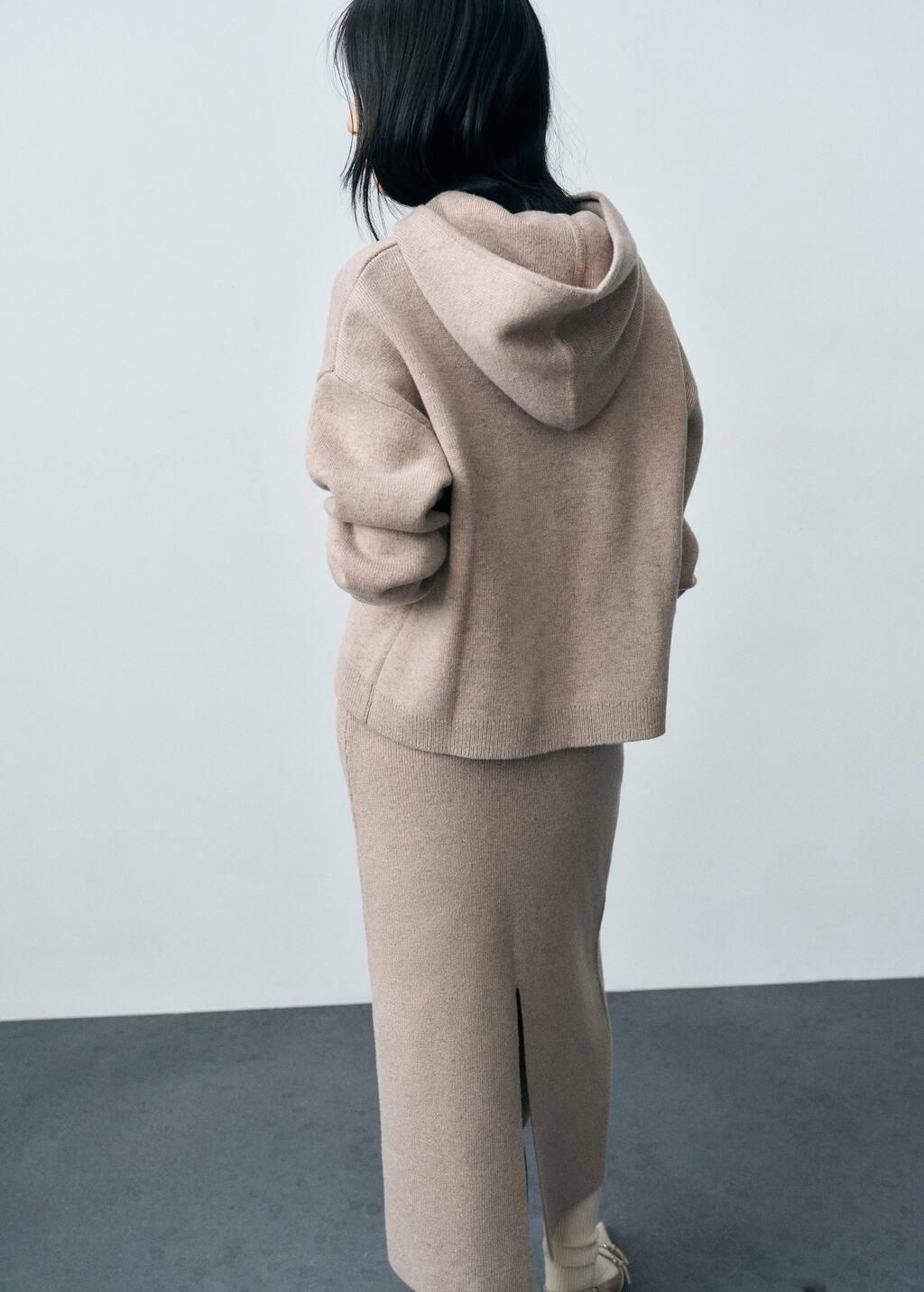 Brown Lt Pastel Wool-Blend Hooded Sweater, , large image number 6