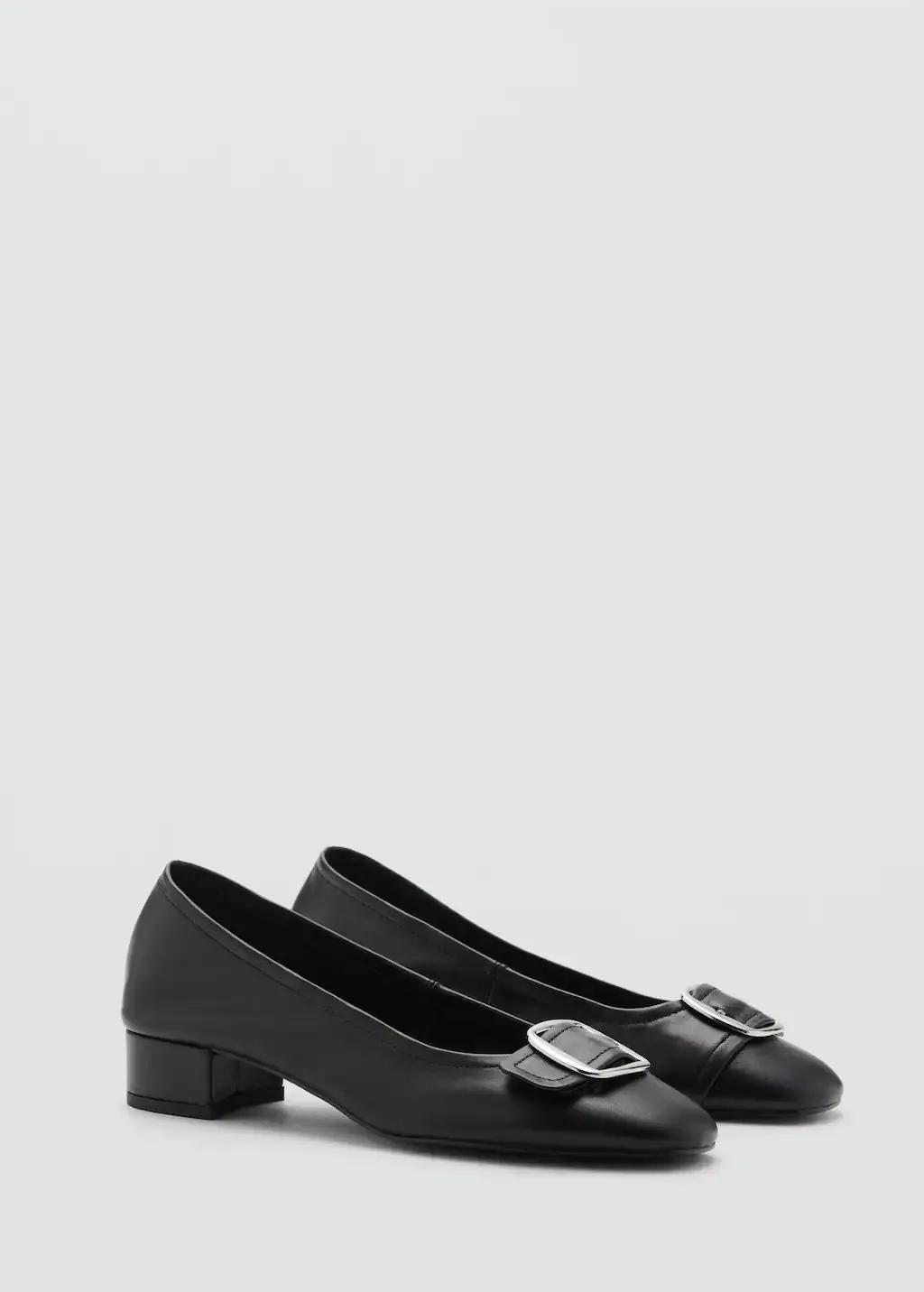 Black Buckle Leather Shoes, , medium