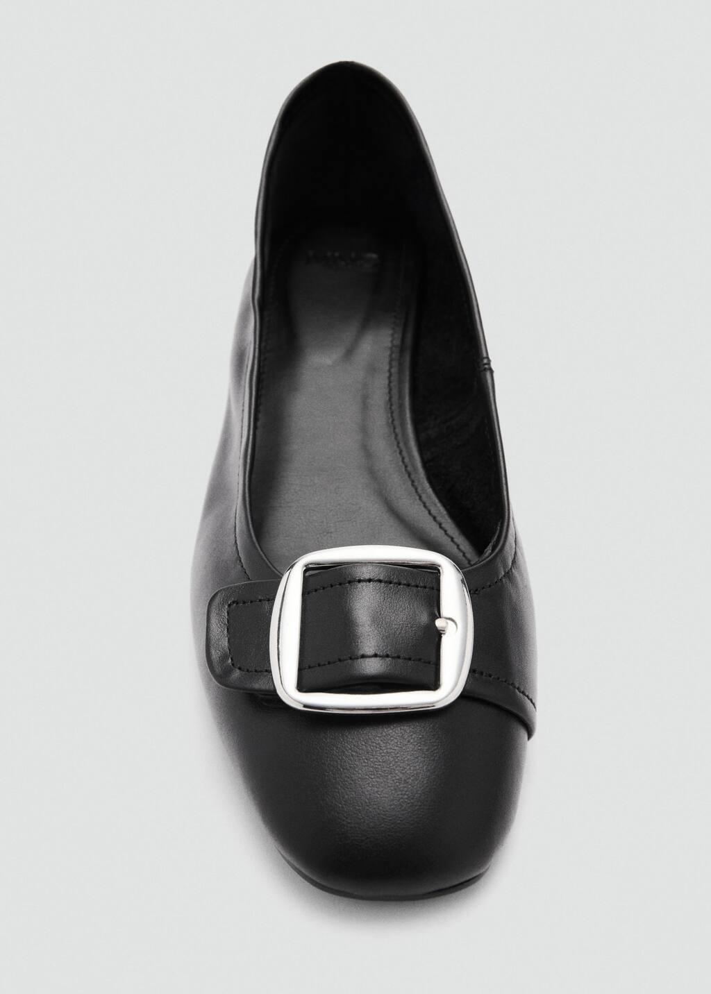 Black Buckle Leather Shoes, , large image number 1