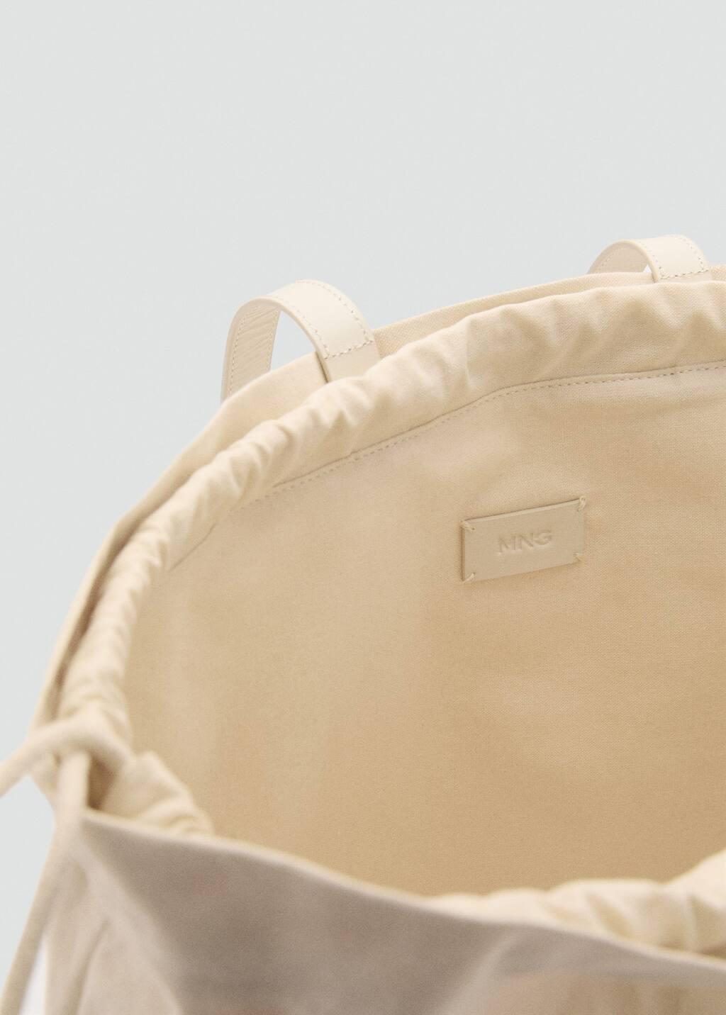 Beige Plain Handmade Shopper, Light Beige, large image number 2