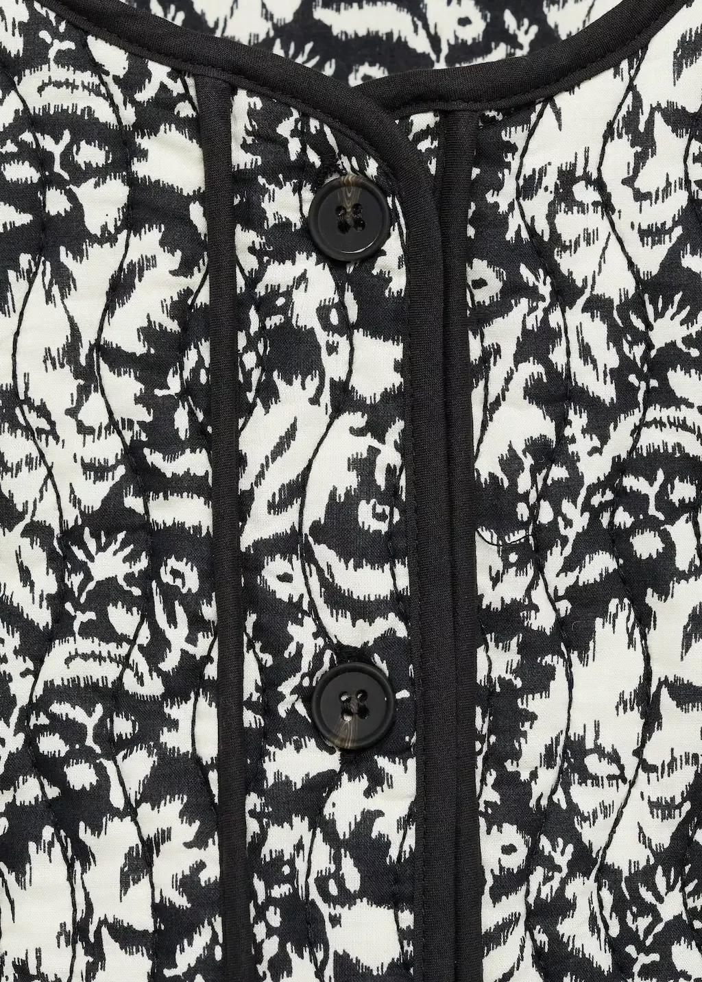 Black Printed Quilted Jacket, Kids Girl, , large image number 2