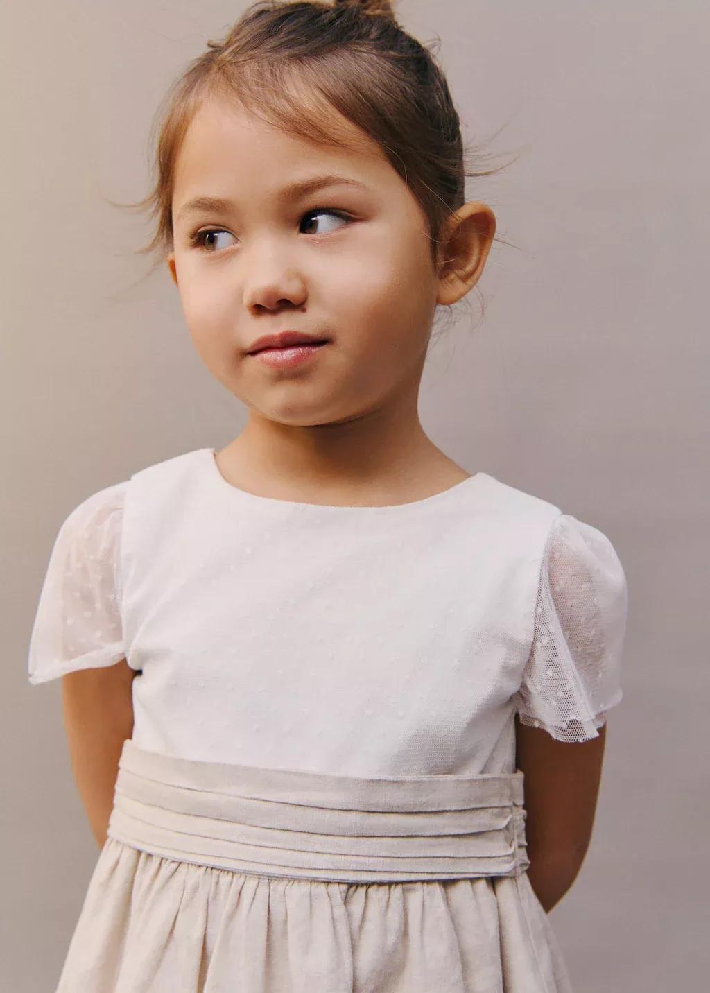 White Contrast Skirt Dress, Baby Girl, , large image number 2