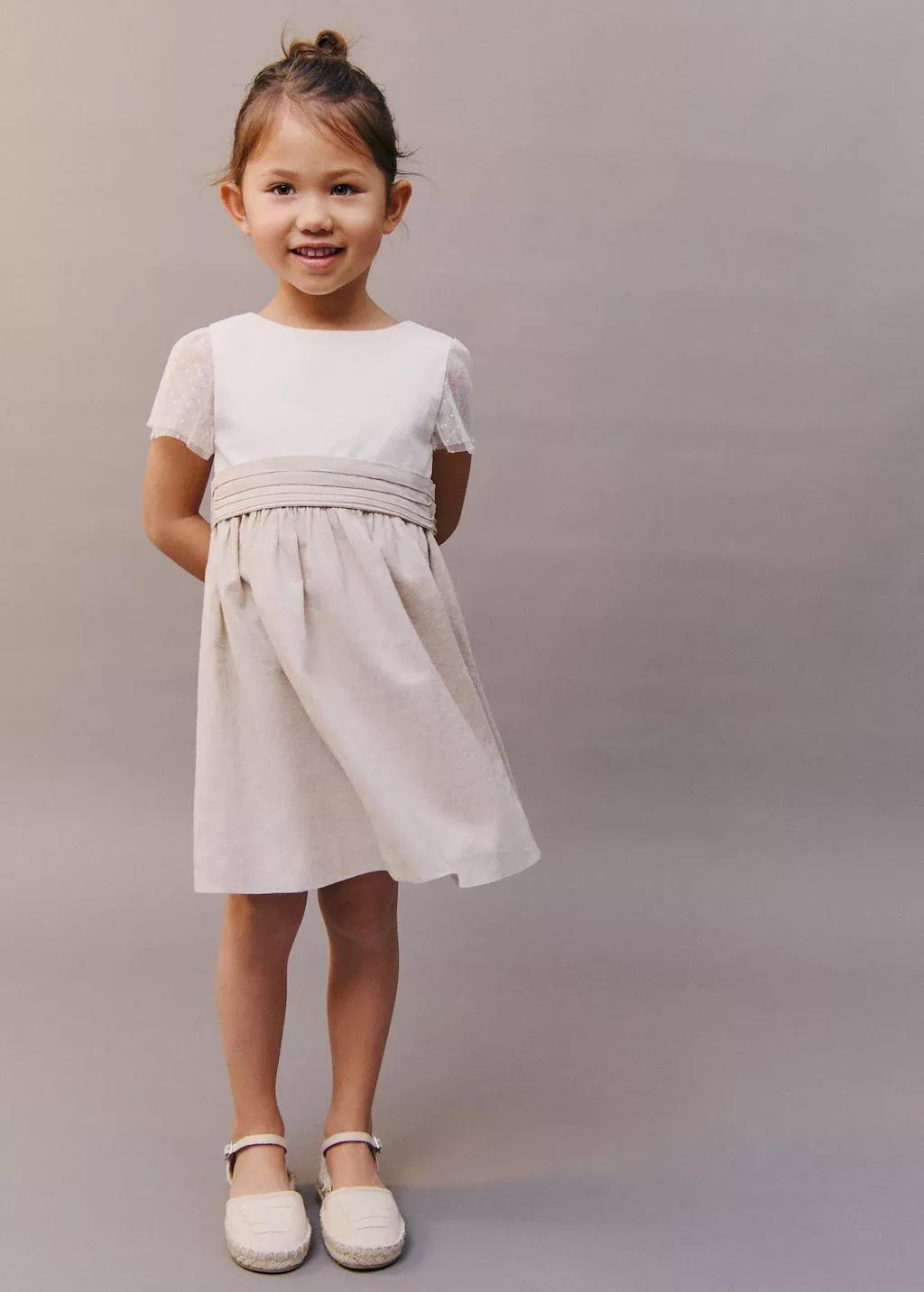 White Contrast Skirt Dress, Baby Girl, , large image number 4