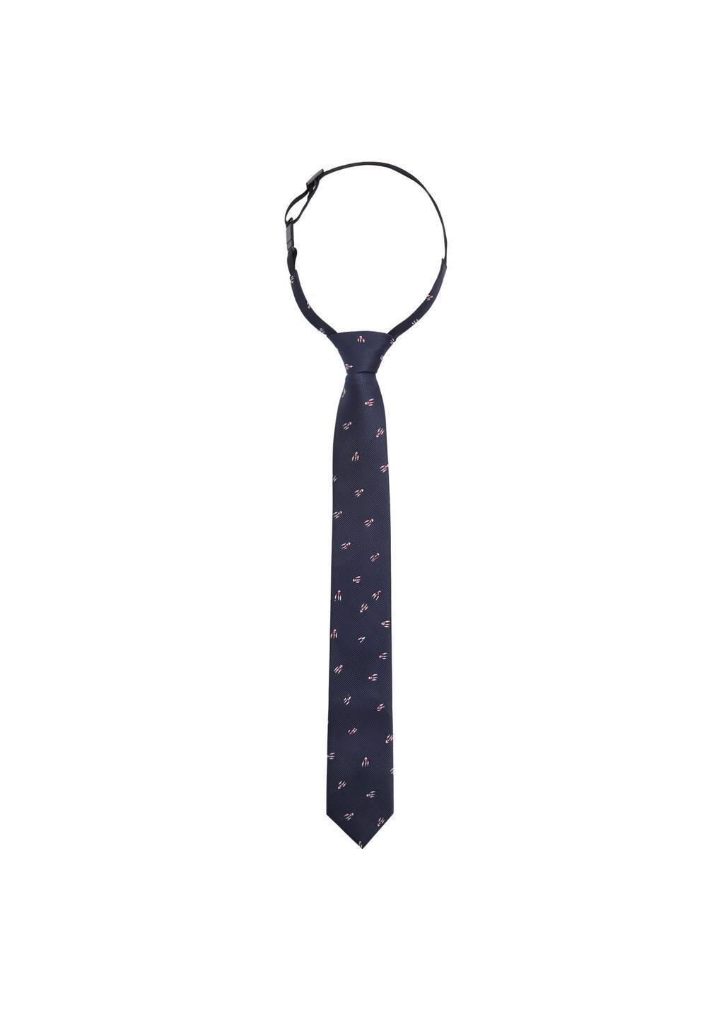 Navy Embroidery Tie, Kids Boy, Navy, large image number 1