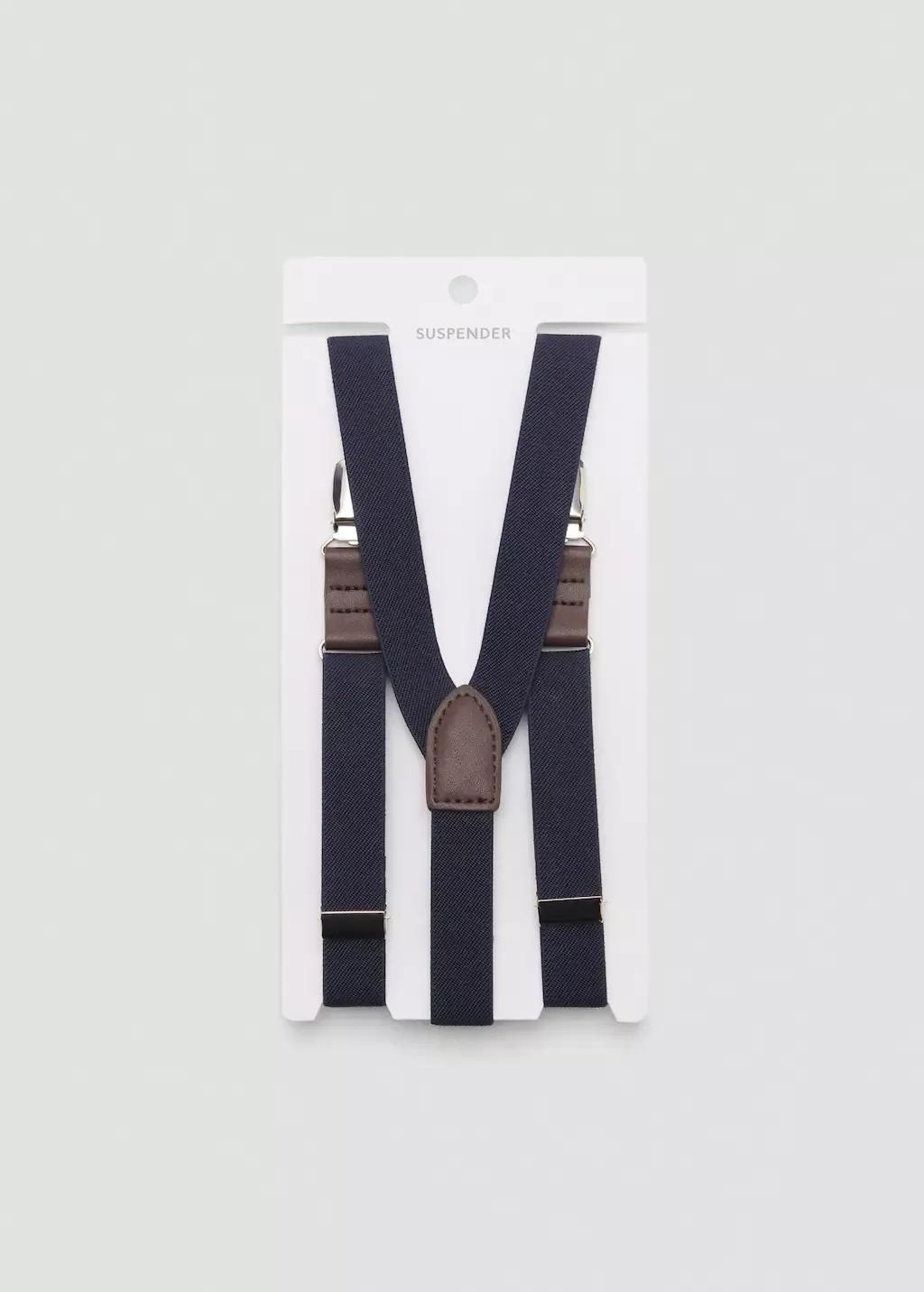 Navy Adjustable Elastic Braces, Kids Boys, Navy, large image number 0