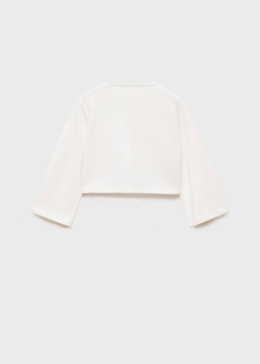 White Openwork Detail Knit Cardigan, Baby Girl, , large image number 1