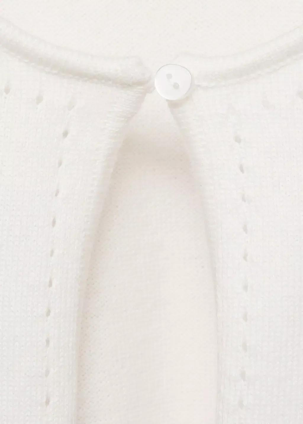 White Openwork Detail Knit Cardigan, Baby Girl, , large image number 2