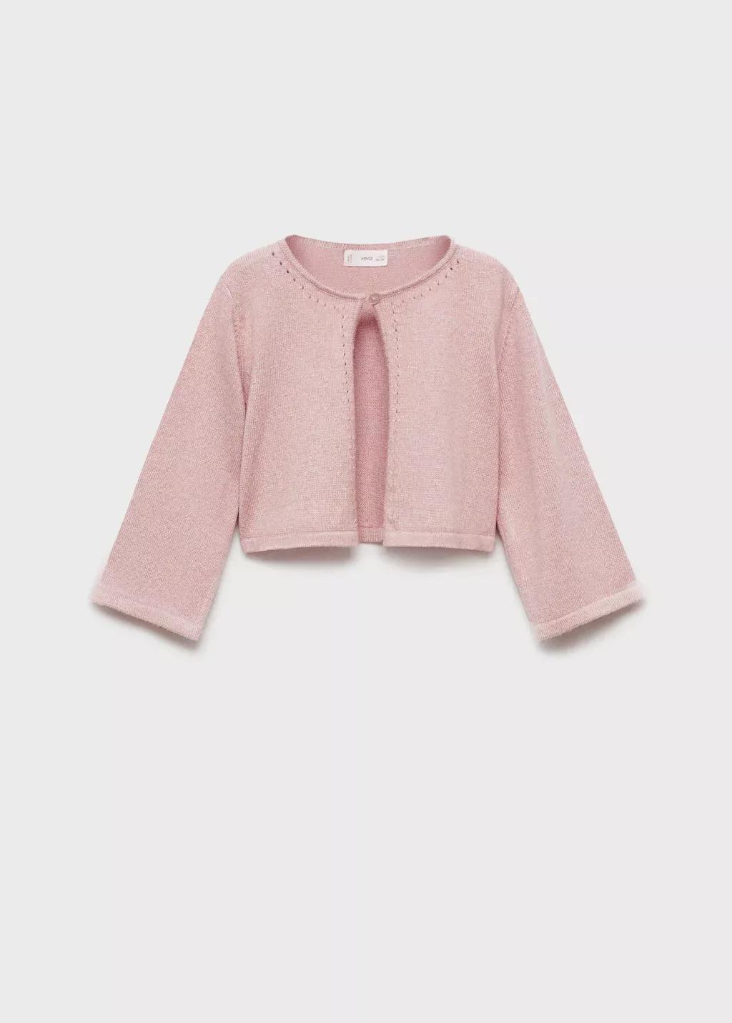 Pink Lt Pastel Openwork Detail Knit Cardigan, Baby Girl, , large image number 0