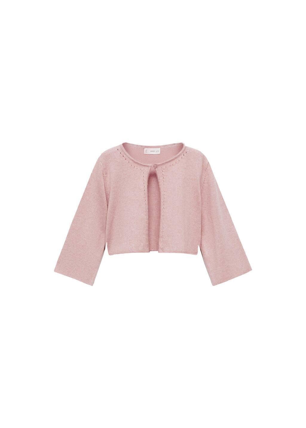Pink Lt Pastel Openwork Detail Knit Cardigan, Baby Girl, , large image number 0