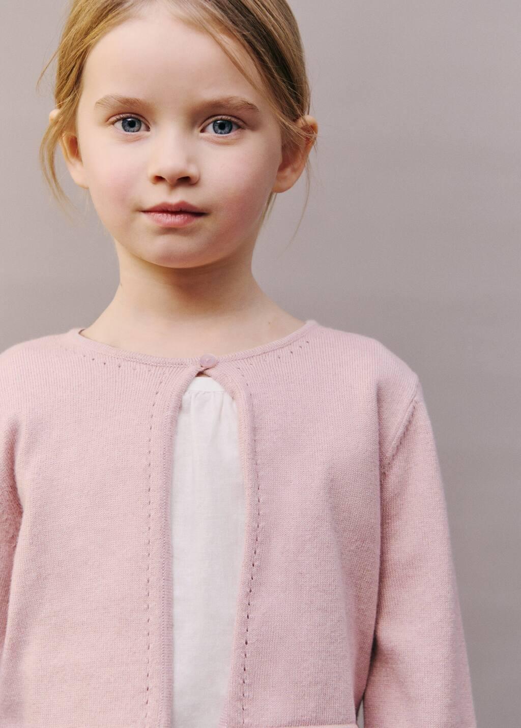 Pink Lt Pastel Openwork Detail Knit Cardigan, Baby Girl, , large image number 3