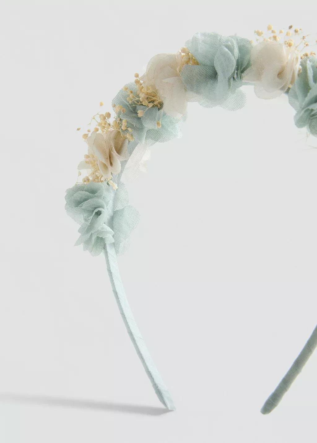 Turquoise Flower Hairband, Kids Girl, Turquoise - Aqua, large image number 1
