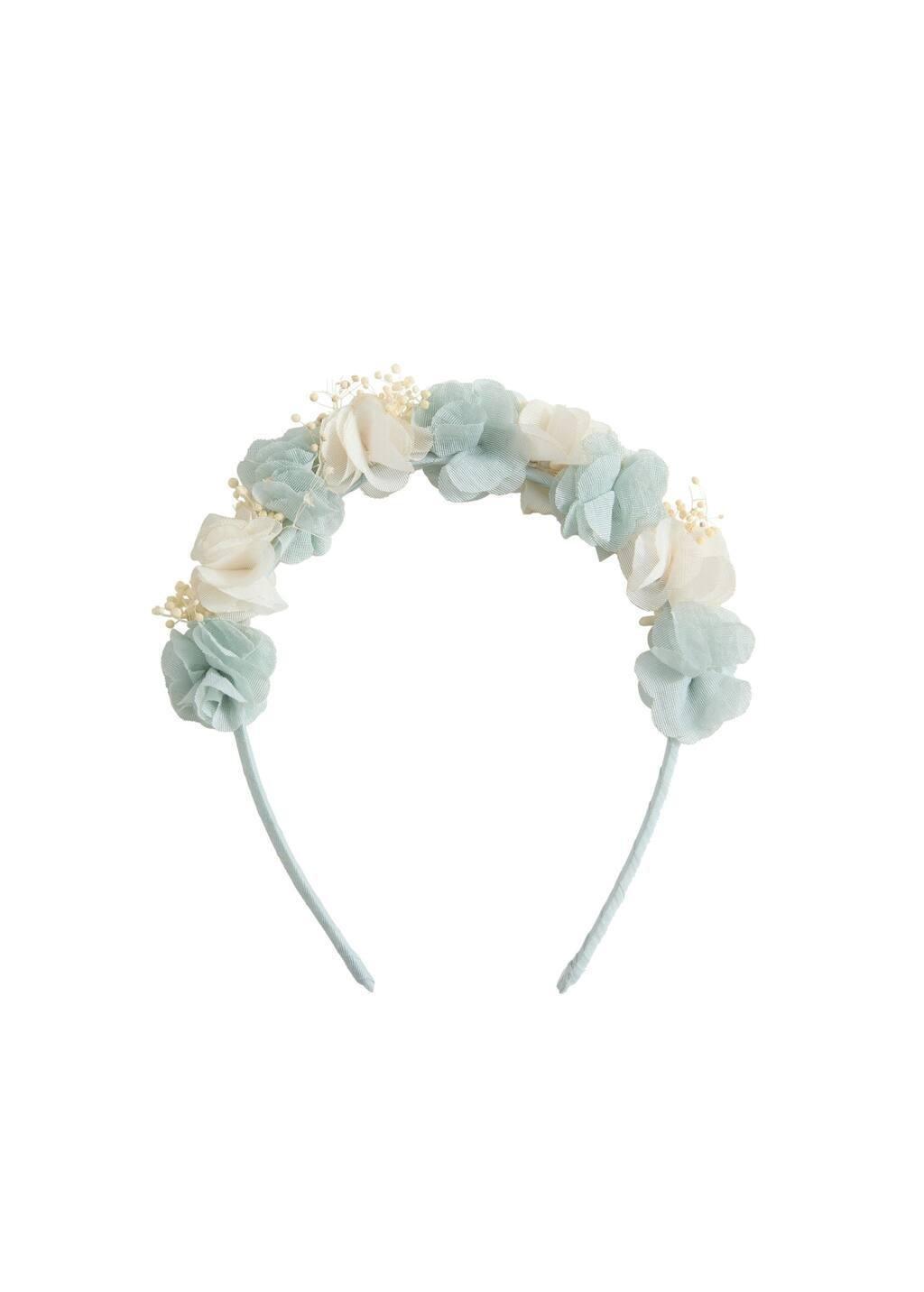 Turquoise Flower Hairband, Kids Girl, Turquoise - Aqua, large image number 3