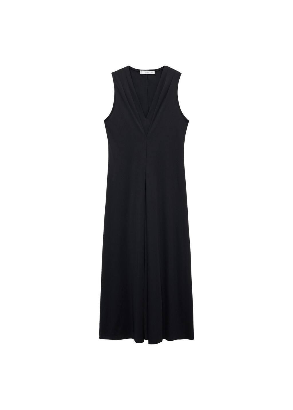 Black V-Neck Knitted Dress, , large image number 3