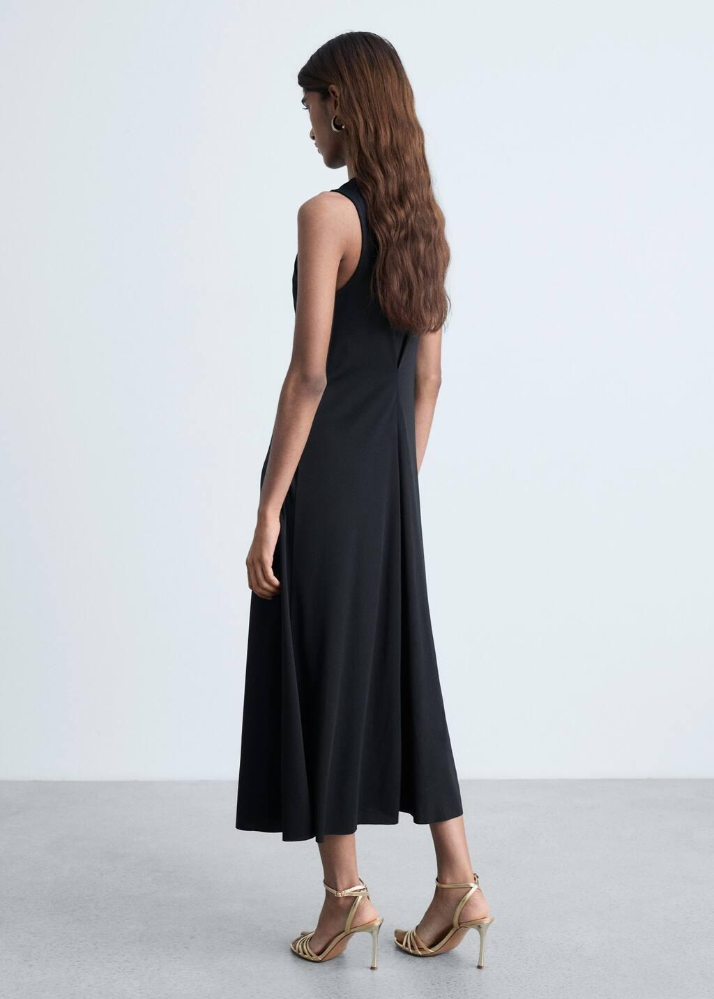 Black V-Neck Knitted Dress, , large image number 4
