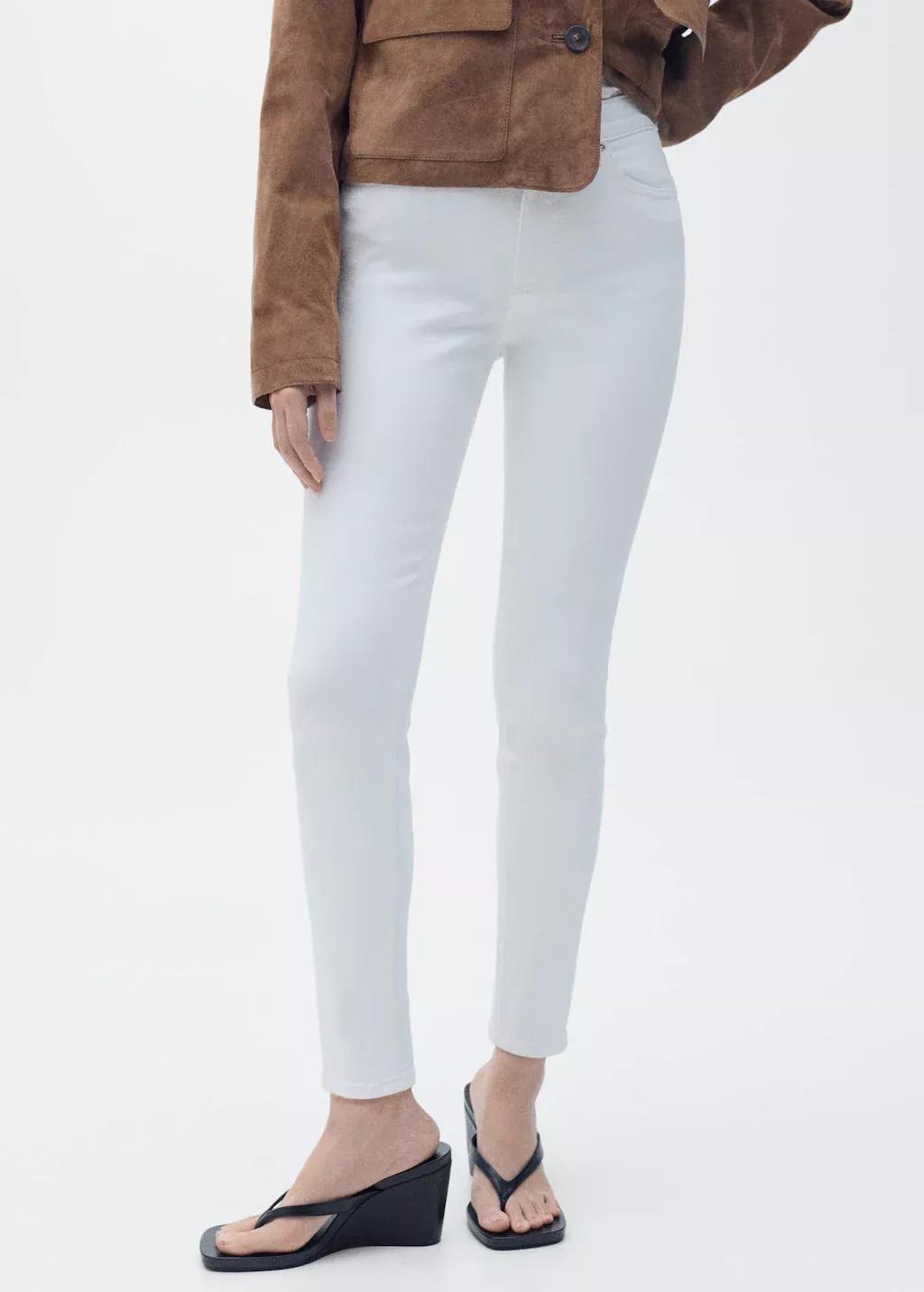 White Mid-Rise Skinny Jeans, , large image number 0
