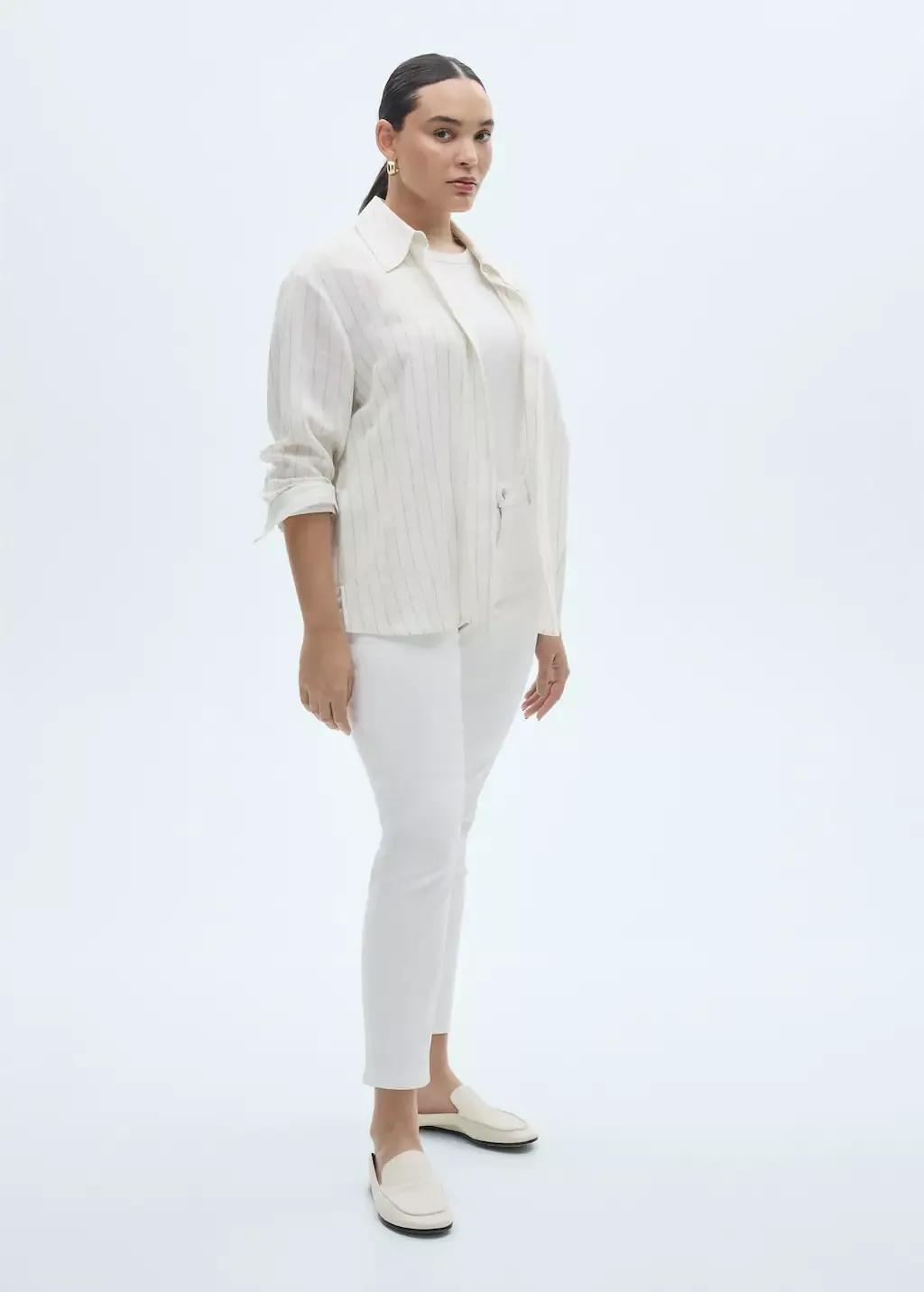 White Mid-Rise Skinny Jeans, , large image number 4