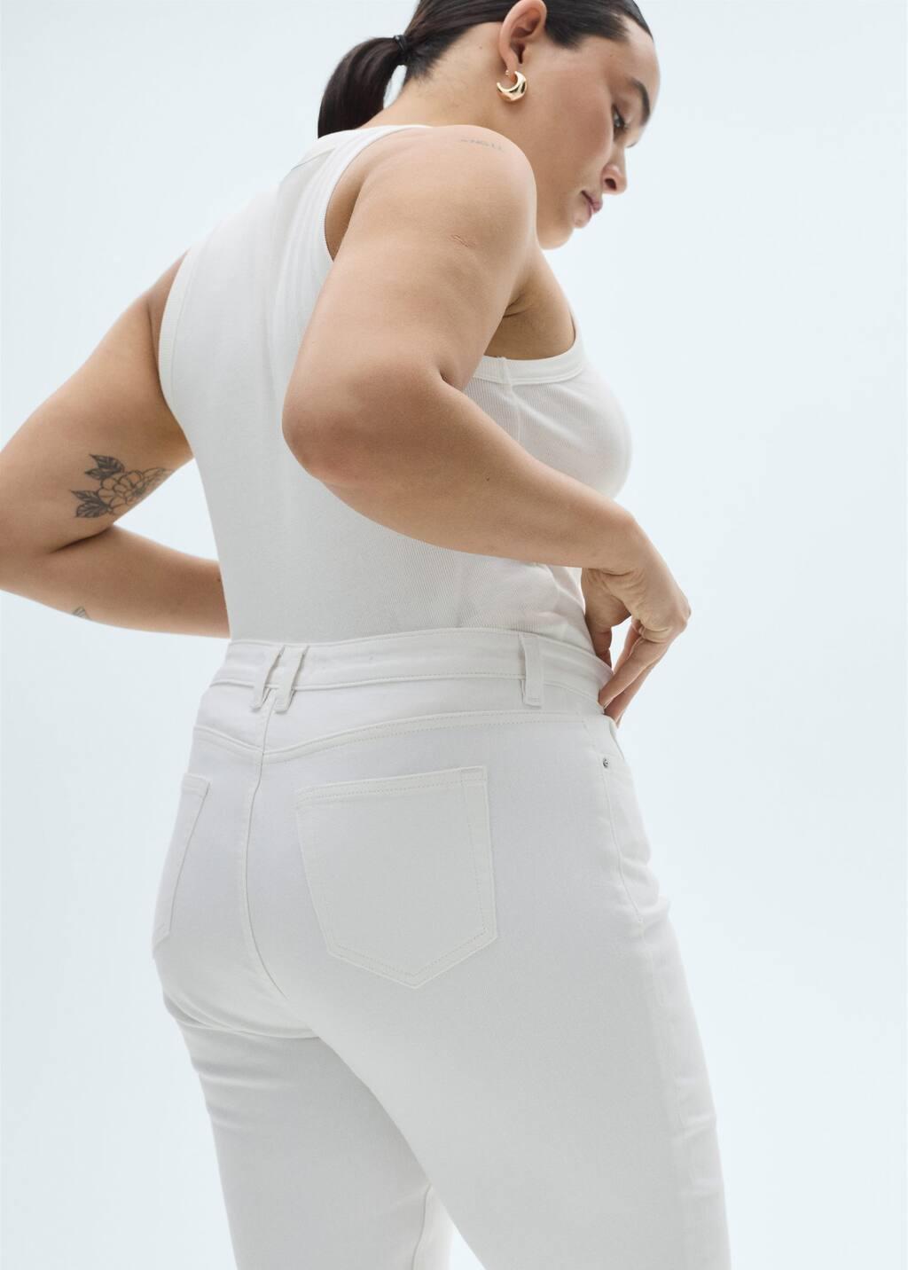 White Mid-Rise Skinny Jeans, , large image number 5