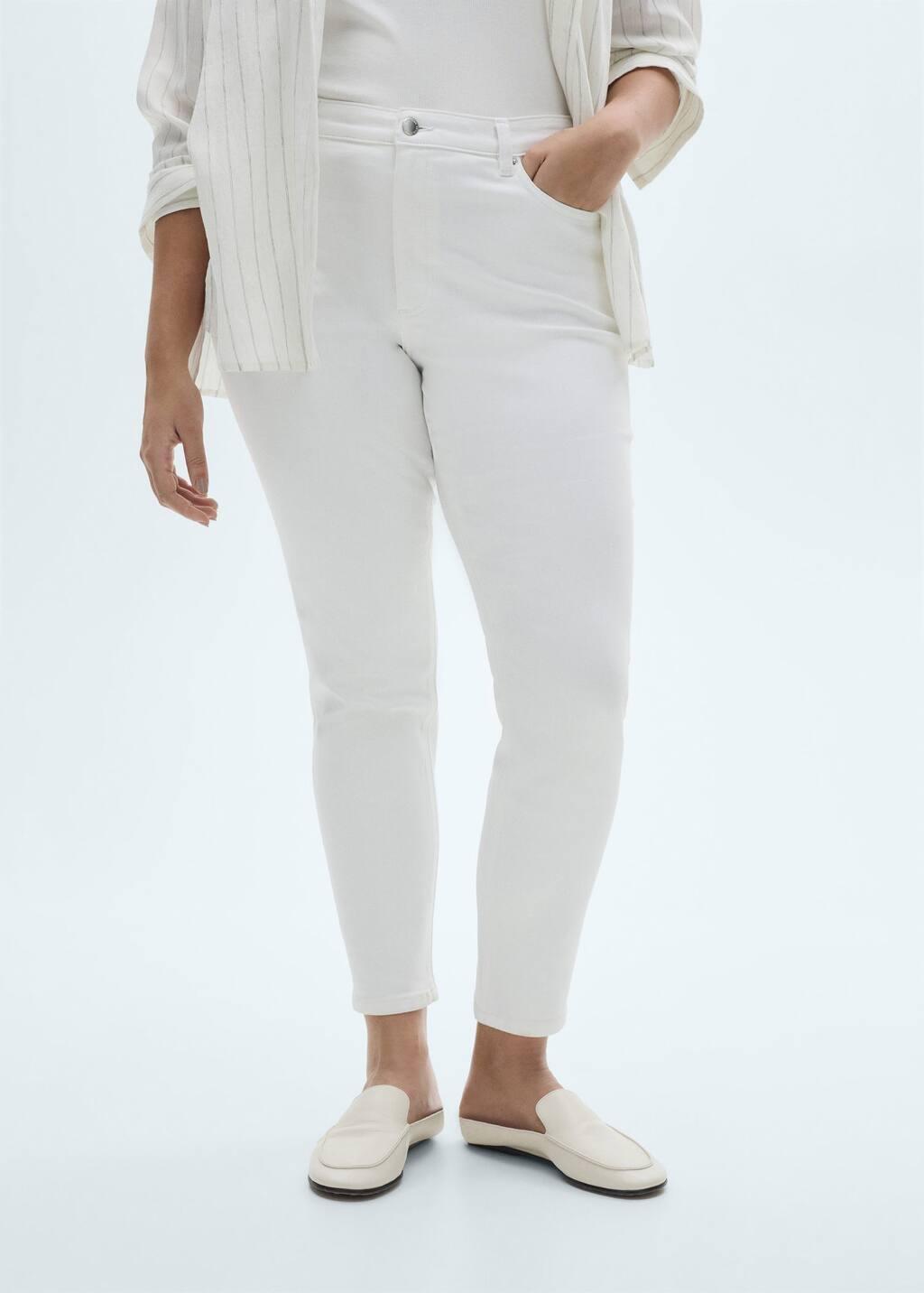 White Mid-Rise Skinny Jeans, , large image number 6